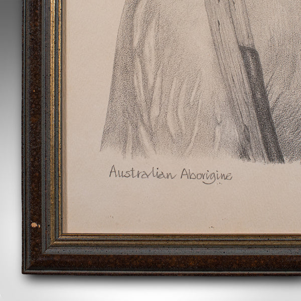 Vintage Aboriginal Man Portrait, Indigenous Australian Framed Art Print, Picture