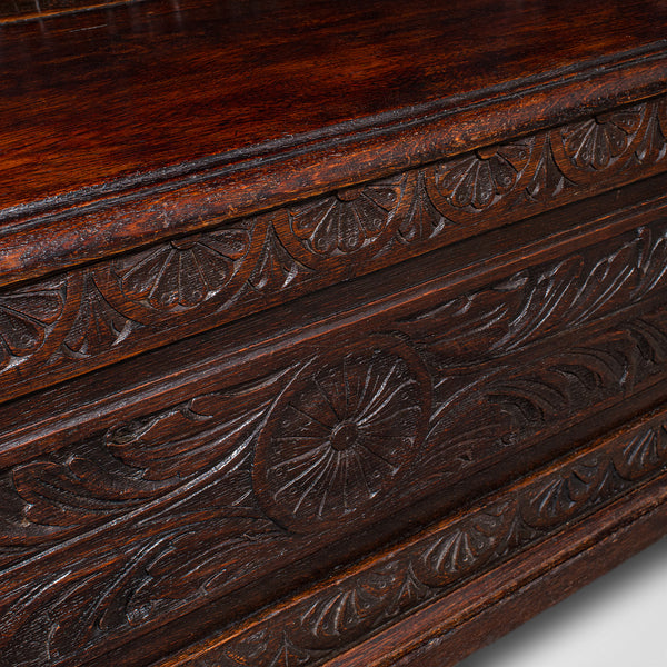 Antique Baronial Settle, Scottish, Carved Oak, Reception Hall Bench, Victorian - London Fine Antiques