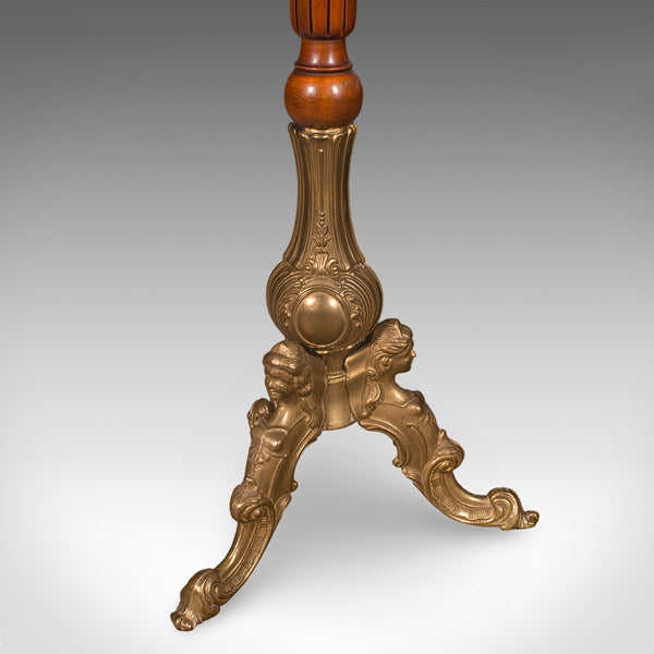 6' Tall Vintage Standard Lamp, English, Walnut, Italianate, Room Light, Shade