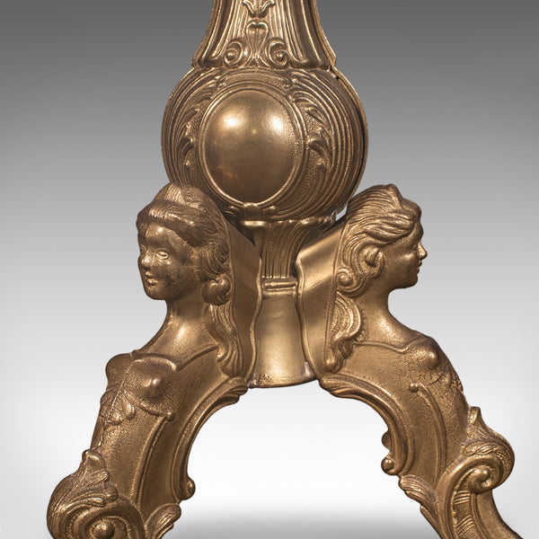 6' Tall Vintage Standard Lamp, English, Walnut, Italianate, Room Light, Shade