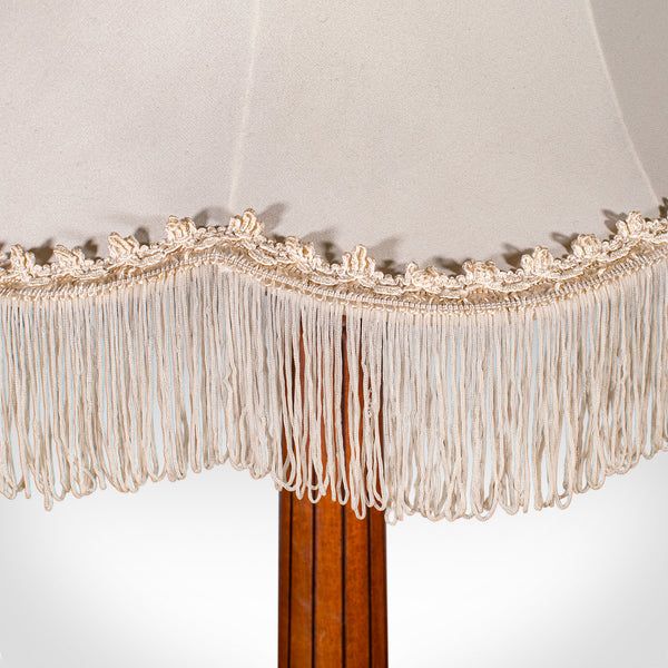 6' Tall Vintage Standard Lamp, English, Walnut, Italianate, Room Light, Shade