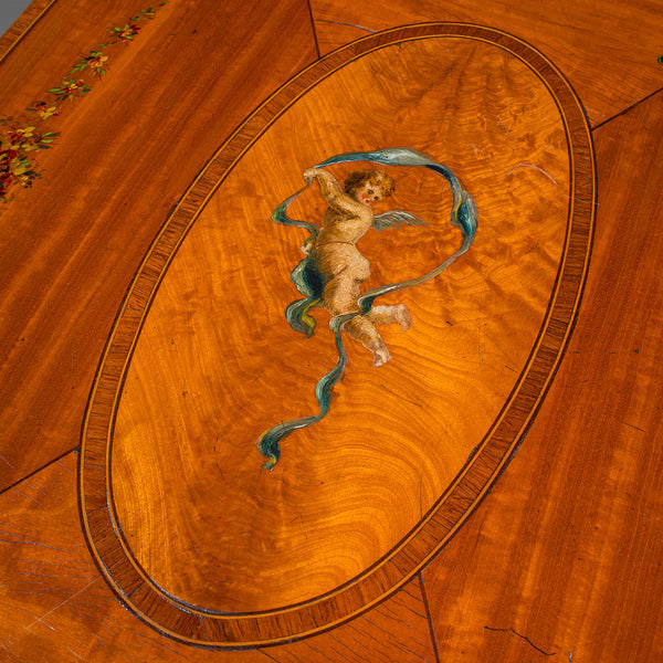 Antique Pembroke Table, English, Satinwood, Drop Leaf, Occasional, Tea, Regency