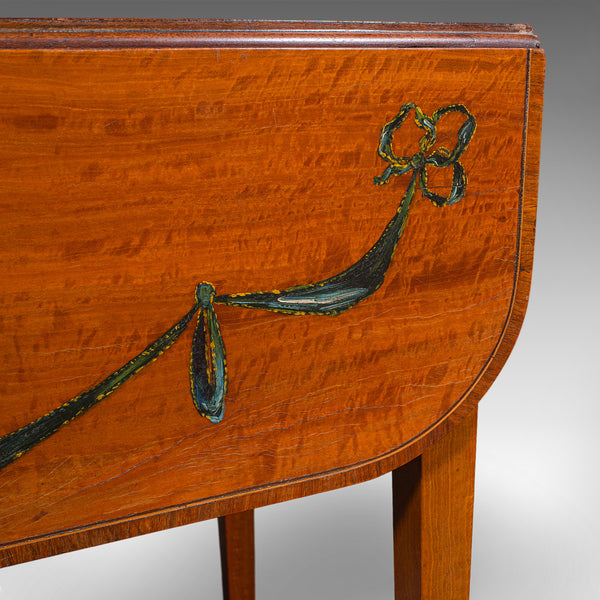 Antique Pembroke Table, English, Satinwood, Drop Leaf, Occasional, Tea, Regency