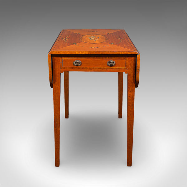 Antique Pembroke Table, English, Satinwood, Drop Leaf, Occasional, Tea, Regency