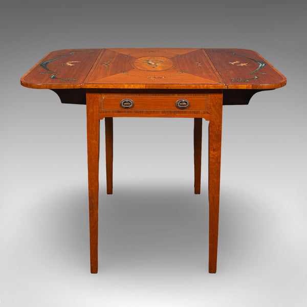 Antique Pembroke Table, English, Satinwood, Drop Leaf, Occasional, Tea, Regency