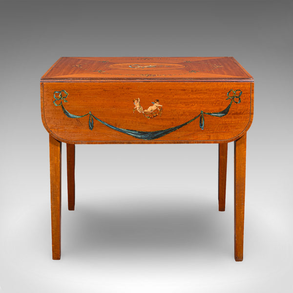 Antique Pembroke Table, English, Satinwood, Drop Leaf, Occasional, Tea, Regency