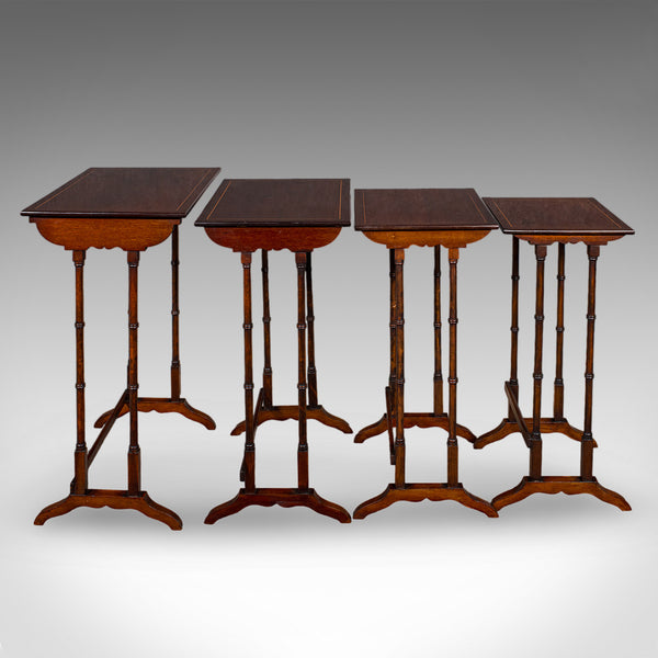 Antique Quartetto of Nesting Tables, English, Set of 4, Occasional, Edwardian