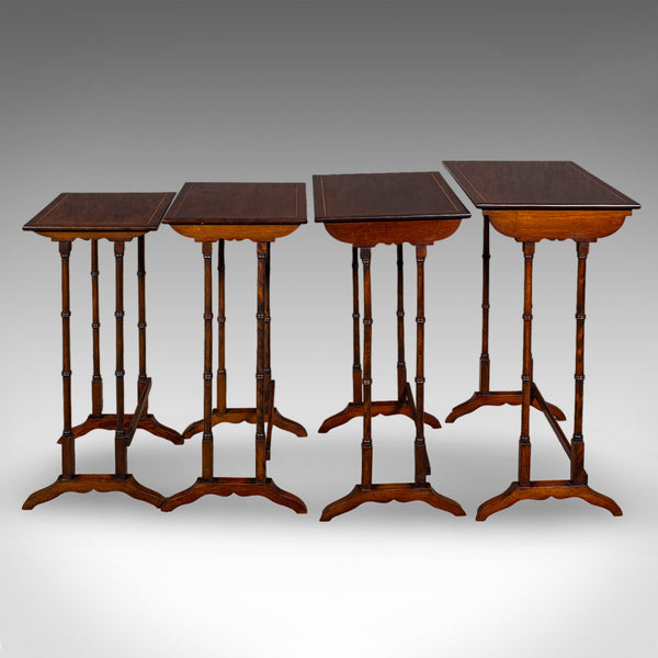 Antique Quartetto of Nesting Tables, English, Set of 4, Occasional, Edwardian