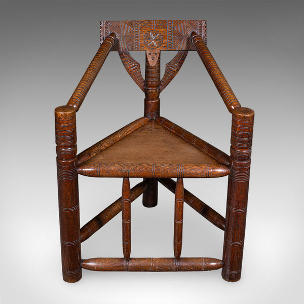 Antique Old Saxon Armchair, English, Oak, Turner's Chair, Elbow Seat, Victorian