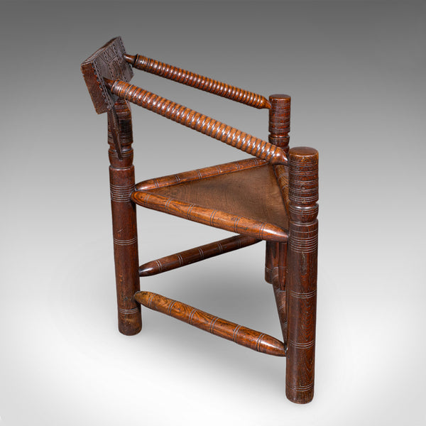 Antique Old Saxon Armchair, English, Oak, Turner's Chair, Elbow Seat, Victorian