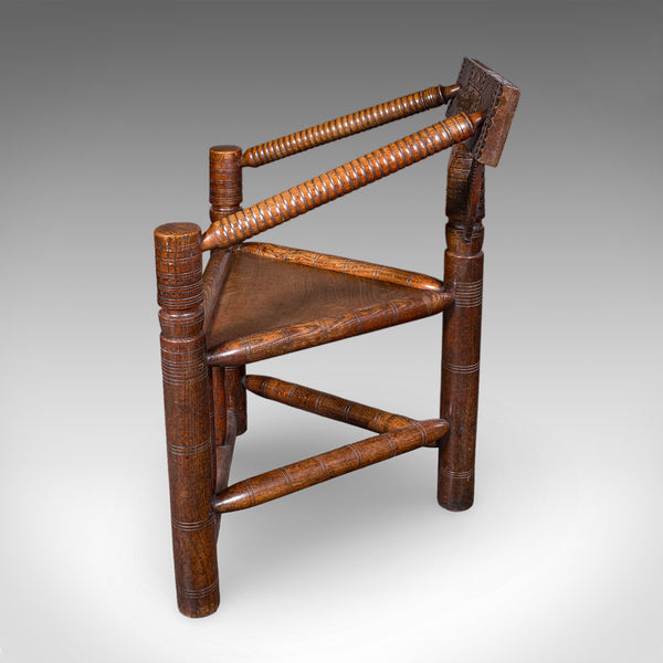 Antique Old Saxon Armchair, English, Oak, Turner's Chair, Elbow Seat, Victorian