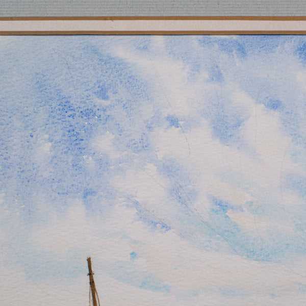 Vintage Beach Landscape Painting, English School Watercolour, Nautical Art, 1991 - London Fine Antiques