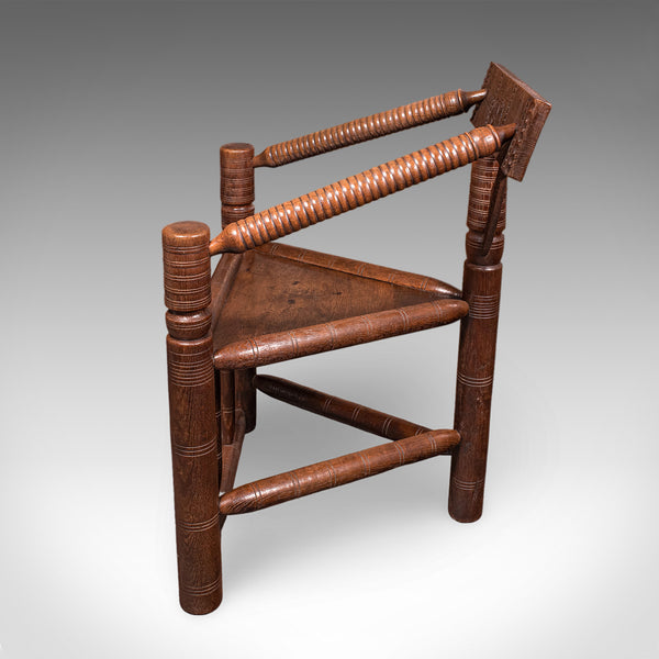 Antique Turner's Armchair, English, Old Saxon Chair, Oak, Elbow Seat, Victorian