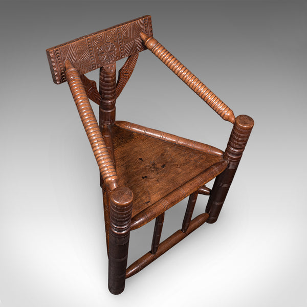 Antique Turner's Armchair, English, Old Saxon Chair, Oak, Elbow Seat, Victorian