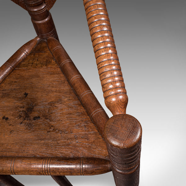 Antique Turner's Armchair, English, Old Saxon Chair, Oak, Elbow Seat, Victorian