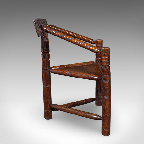 Antique Turner's Armchair, English, Oak, Old Saxon Chair, Elbow Seat, Victorian