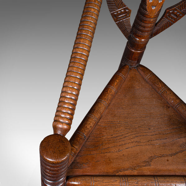 Antique Turner's Armchair, English, Oak, Old Saxon Chair, Elbow Seat, Victorian