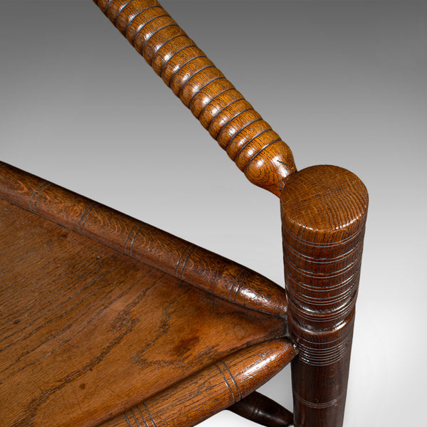 Antique Turner's Armchair, English, Oak, Old Saxon Chair, Elbow Seat, Victorian