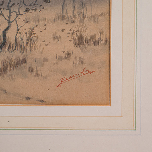 Pair of Vintage Landscape Paintings, Oriental, Watercolour, Art, Mid Century