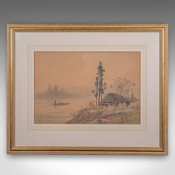 Pair of Vintage Landscape Paintings, Oriental, Watercolour, Art, Mid Century