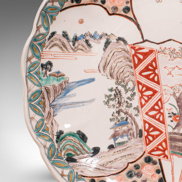 Antique Imari Fruit Plate, Japanese, Meiji Ceramic Decorative Charger, Victorian