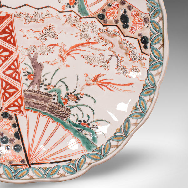 Antique Imari Fruit Plate, Japanese, Meiji Ceramic Decorative Charger, Victorian