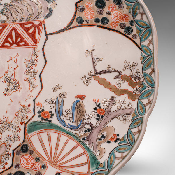 Antique Imari Fruit Plate, Japanese, Meiji Ceramic Decorative Charger, Victorian
