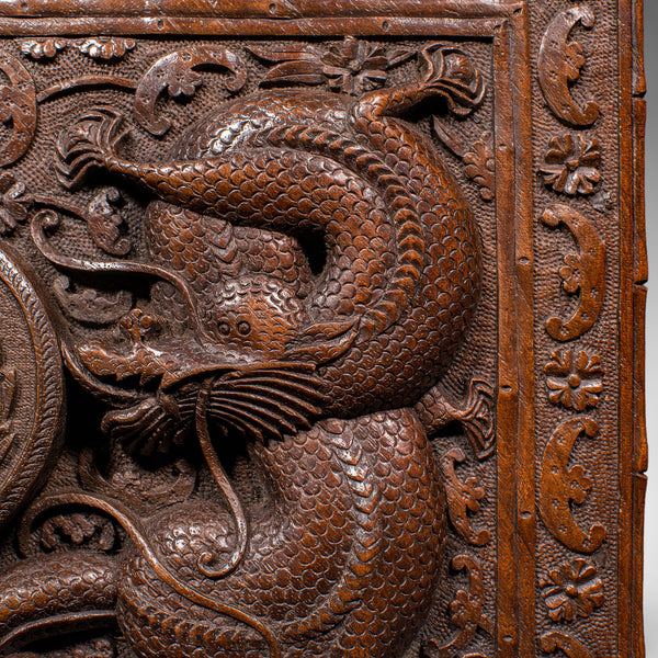 Vintage Carved Cigar Box, Oriental, Teak, Keepsake, Jewellery Case, Art Deco - London Fine Antiques