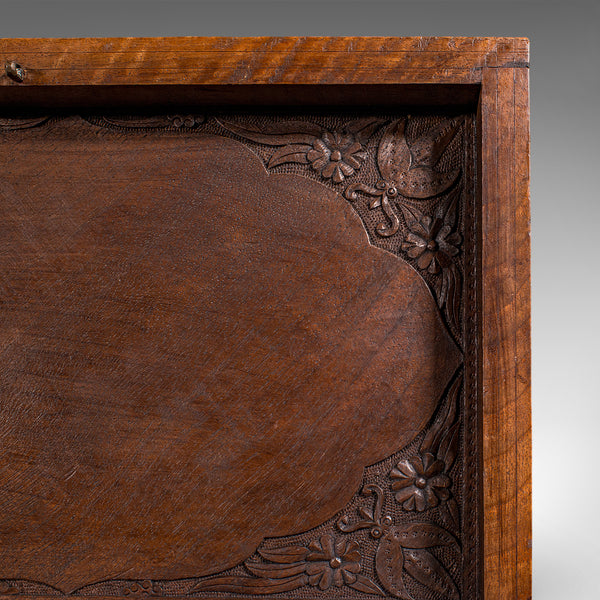 Vintage Carved Cigar Box, Oriental, Teak, Keepsake, Jewellery Case, Art Deco - London Fine Antiques