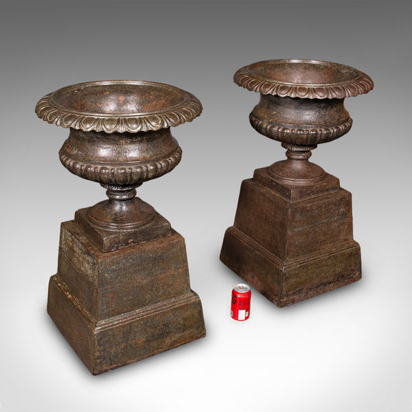 Pair of Antique Garden Planters, English, Outdoor Display Urn, Victorian, C.1850