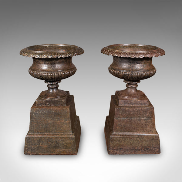 Pair of Antique Garden Planters, English, Outdoor Display Urn, Victorian, C.1850