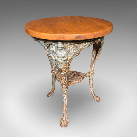 Antique Tavern Table, English, Pine, Cast Iron, Britannia, Pub, Victorian, 1880