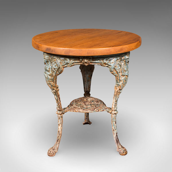 Antique Tavern Table, English, Pine, Cast Iron, Britannia, Pub, Victorian, 1880