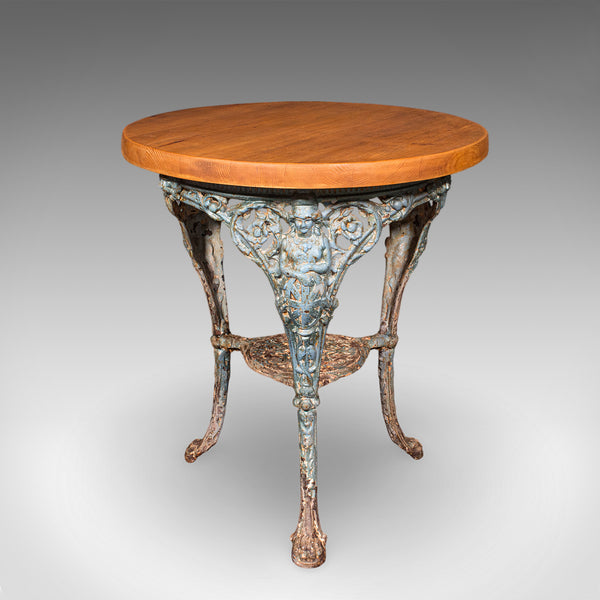 Antique Tavern Table, English, Pine, Cast Iron, Britannia, Pub, Victorian, 1880