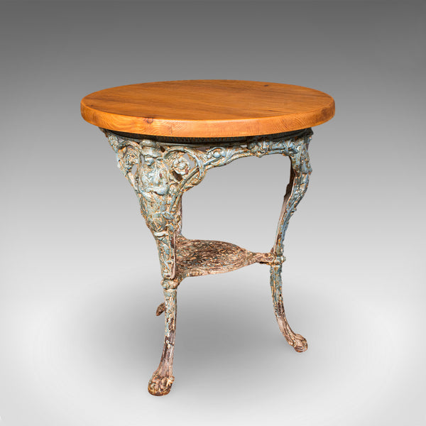 Antique Tavern Table, English, Pine, Cast Iron, Britannia, Pub, Victorian, 1880