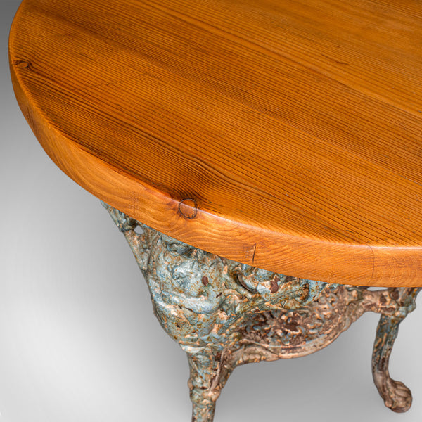 Antique Tavern Table, English, Pine, Cast Iron, Britannia, Pub, Victorian, 1880