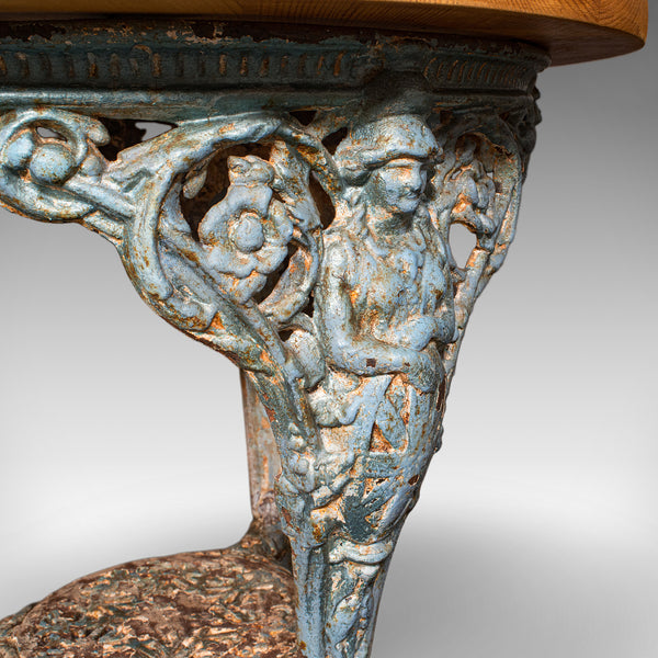 Antique Tavern Table, English, Pine, Cast Iron, Britannia, Pub, Victorian, 1880