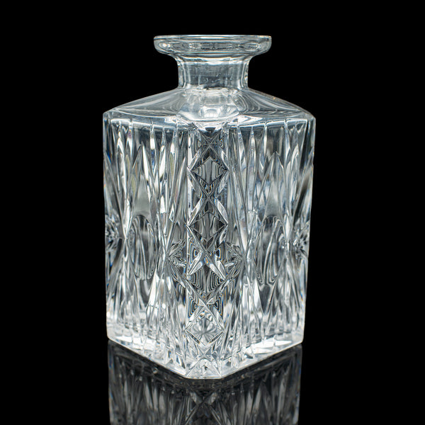 Vintage Whiskey Decanter, English, Crystal Glass, Scotch Bottle, Barware, C.1930