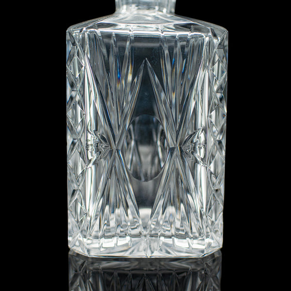 Vintage Whiskey Decanter, English, Crystal Glass, Scotch Bottle, Barware, C.1930