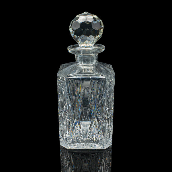Vintage Whiskey Decanter, English, Crystal Glass, Scotch Bottle, Barware, C.1930