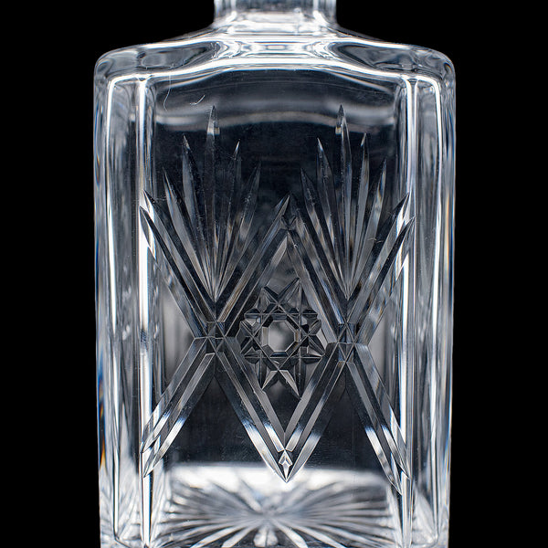 Vintage Scotch Decanter, English, Cut Glass, Whiskey, Barware, Bottle, C.1970