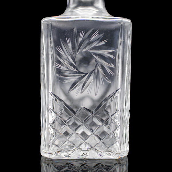 Vintage Whiskey Decanter, English, Cut Glass, Scotch, Brandy, Spirits, C.1975
