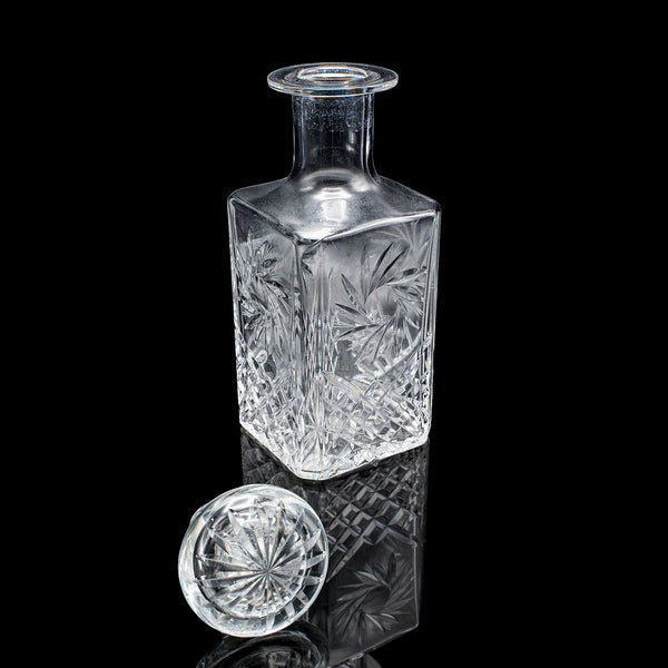 Vintage Whiskey Decanter, English, Cut Glass, Scotch, Brandy, Spirits, C.1975