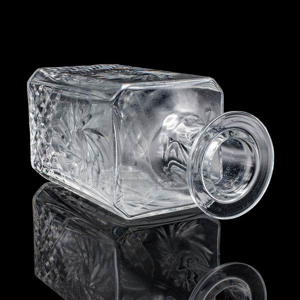 Vintage Whiskey Decanter, English, Cut Glass, Scotch, Brandy, Spirits, C.1975
