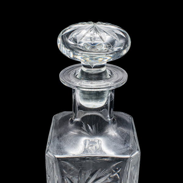 Vintage Whiskey Decanter, English, Cut Glass, Scotch, Brandy, Spirits, C.1975