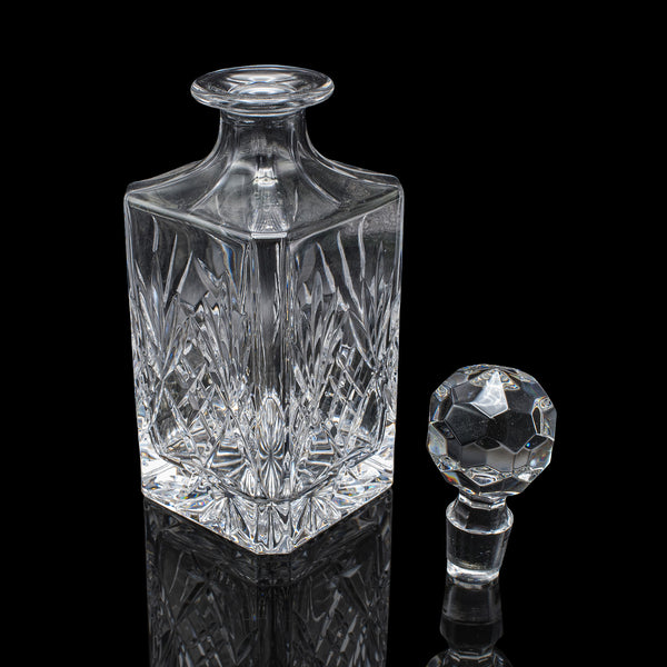 Vintage Whisky Decanter, English, Cut Glass, Scotch, Spirits, Brandy, Circa 1970