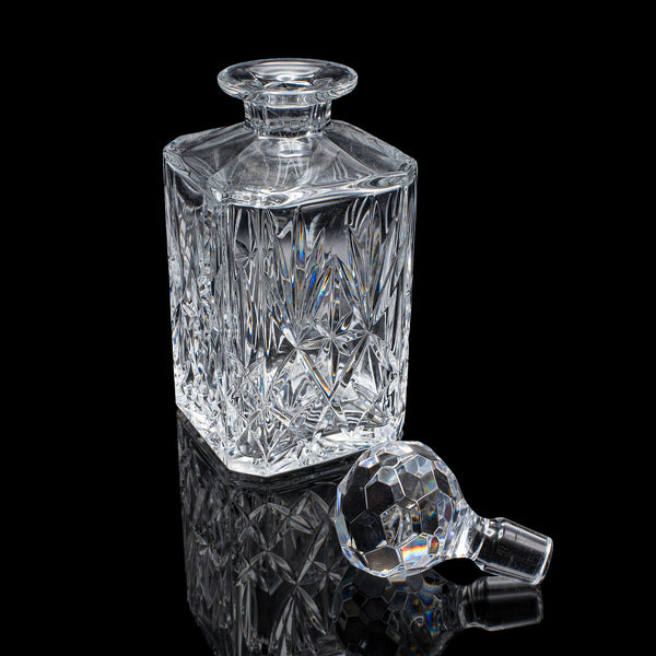 Vintage Scotch Decanter, English, Cut Crystal Glass, Whiskey, Bourbon, Spirits