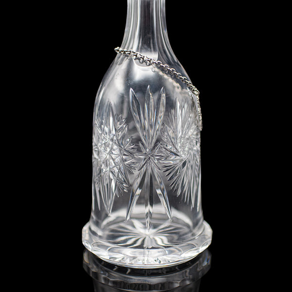 Vintage Port Decanter, English, Glass, Silver Label, Spirit Bottle, Mid Century