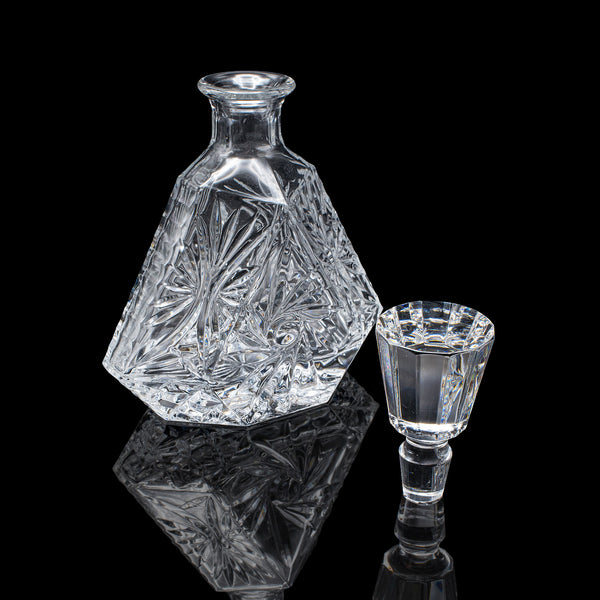 Vintage Liqueur Decanter, English, Crystal Glass, Spirit Bottle, Barware, C.1970