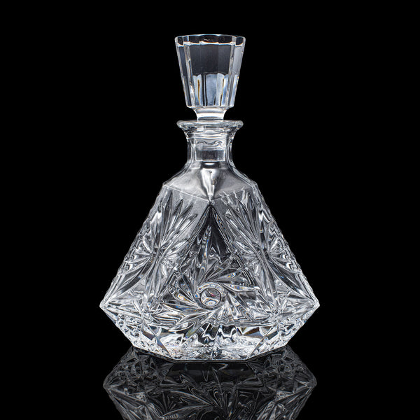 Vintage Liqueur Decanter, English, Crystal Glass, Spirit Bottle, Barware, C.1970